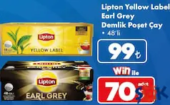 LİPTON YELLOW LABEL/EARL GREY DEMLİK POŞET ÇAY 48'Lİ fiyat ve kampanya bilgisi